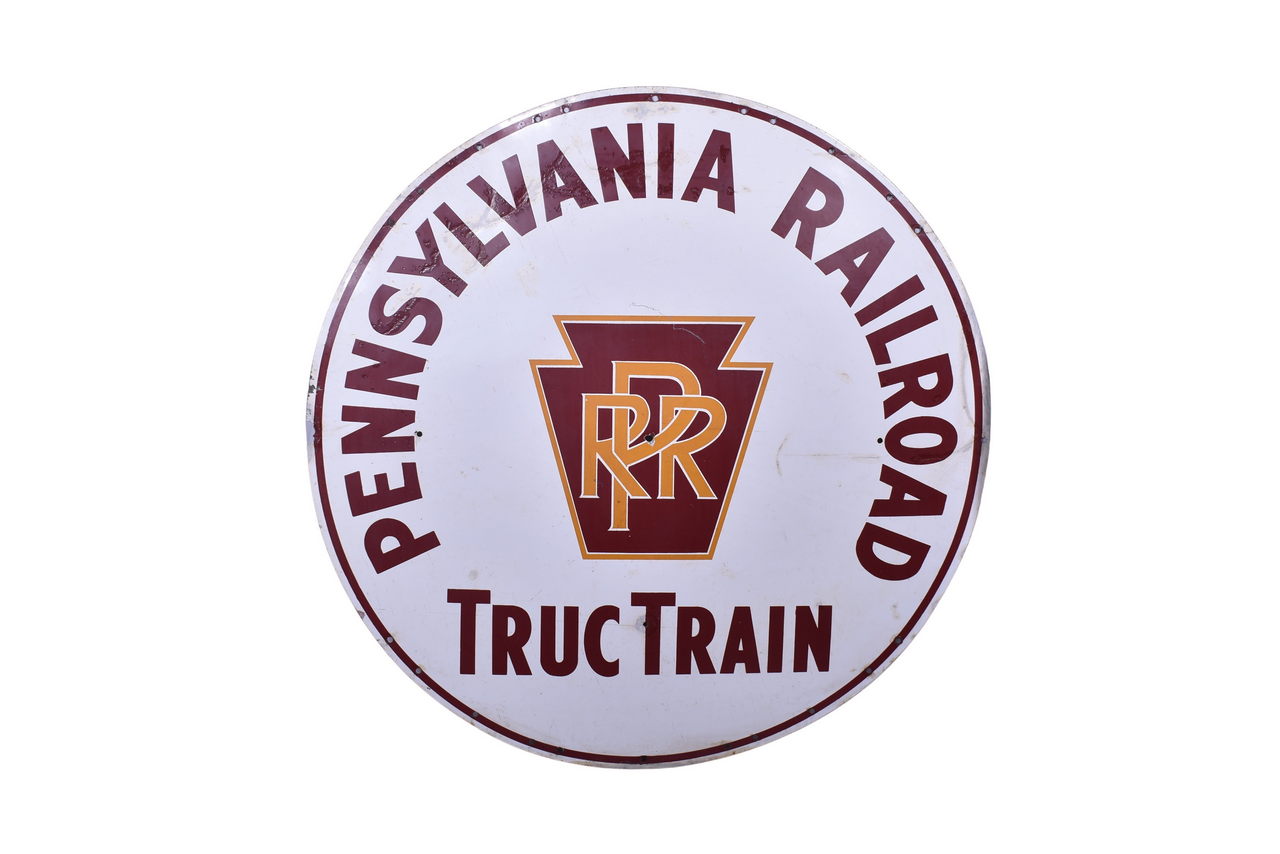 2586 - Porcelain Pennsylvania Railroad Truc Train Sign thumbnail
