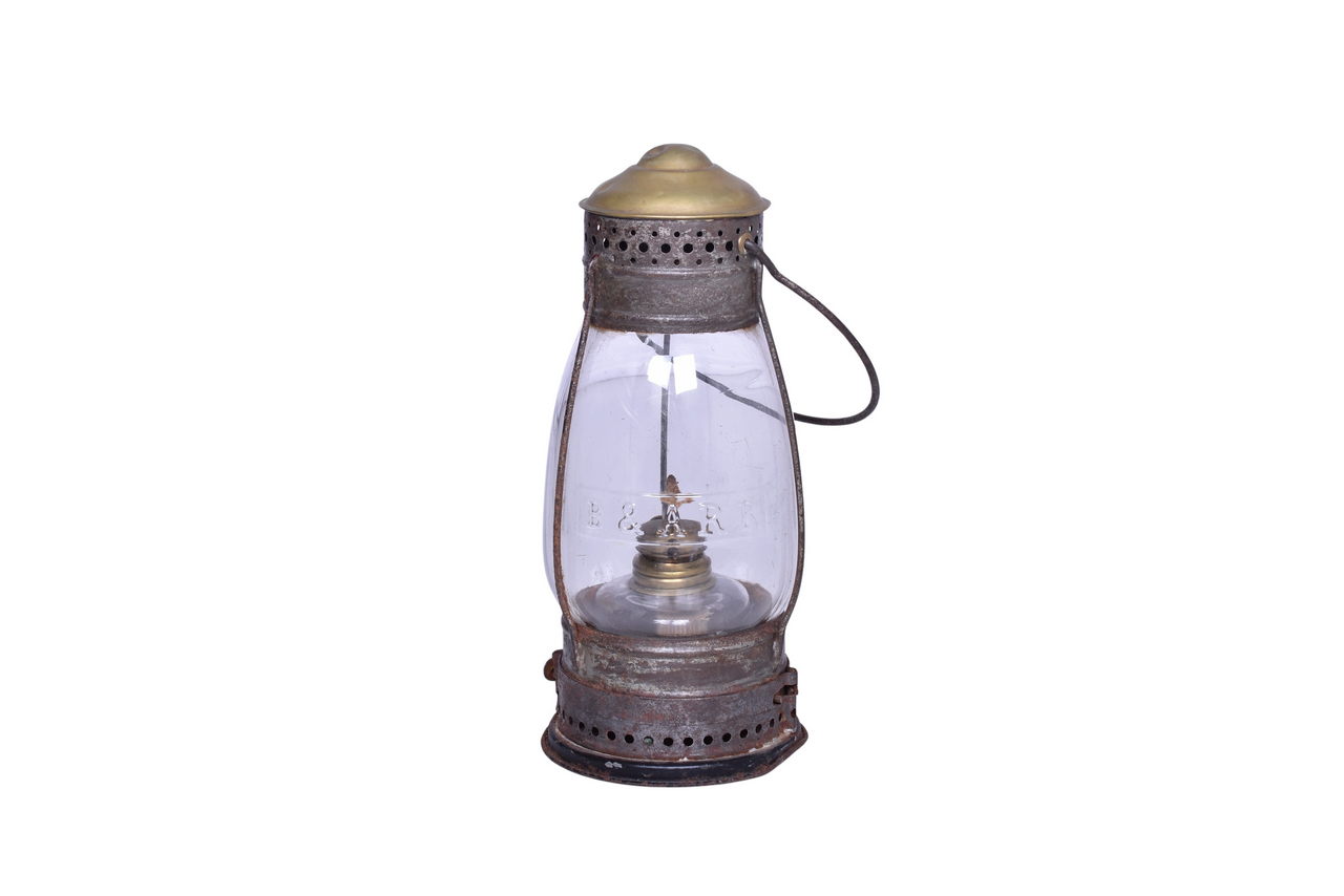 2587 - C.T. Ham Boston & Albany Railroad Brass Top Lantern w/ Clear Cast Fixed Globe thumbnail