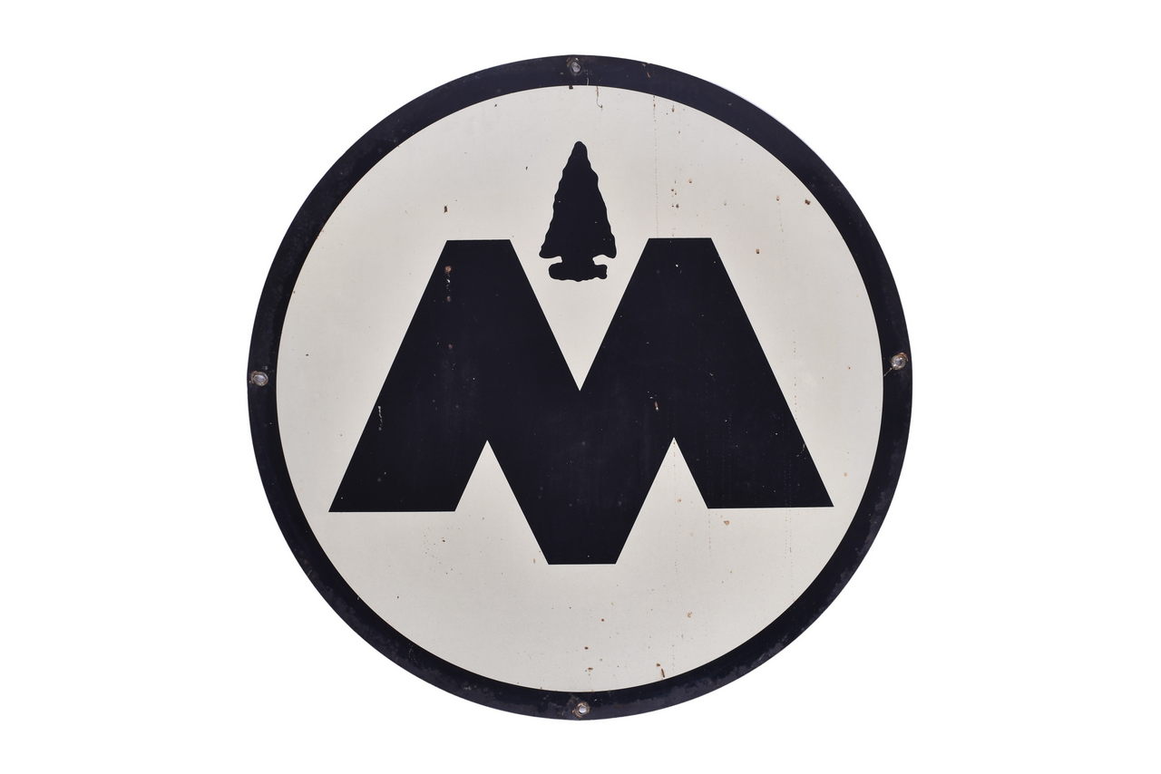 2588 - Round Aluminum Black and White Monon Sign thumbnail