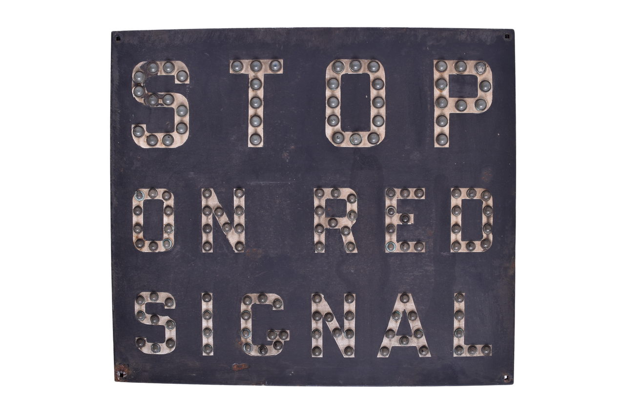 2594 - Stop on Red Signal - Railroad Crossing Sign W/ Glass Cat Eye Reflectors thumbnail