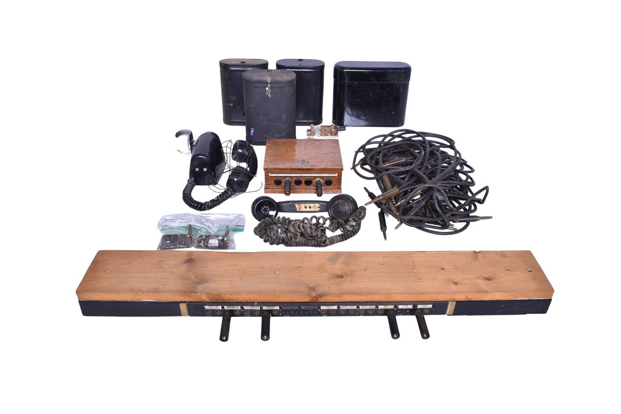 2609 - Telegraph/Telephone Equipment - Jack Box, Jack Board, Two Phone Handsets, Jacks and Wire Boxes thumbnail