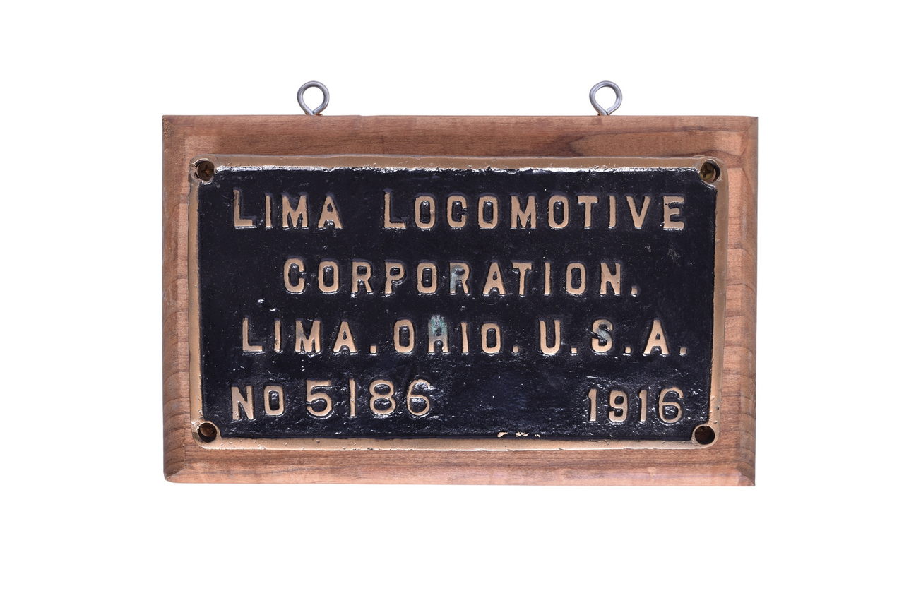 2611 - Lima Illinois Central Railroad #1268 Steam Locomotive Builders Plate thumbnail