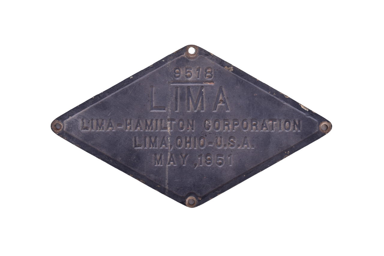 2620 - Lima - Hamilton Chicago River & Indiana / NYC #9811 800 HP Switcher Builders Plate thumbnail