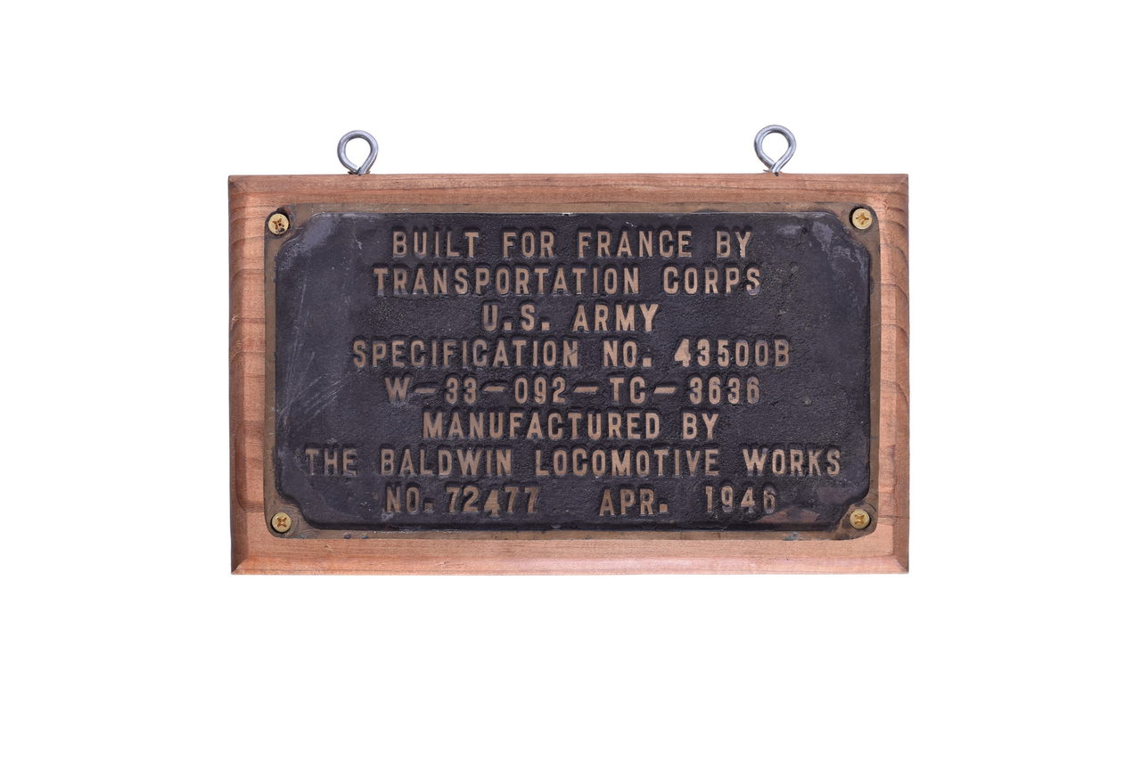 2621 - Baldwin Locomotive Works SNCF / US Army Transportation Corps DRS-6-4-660NA Locomotive Builders Plate thumbnail