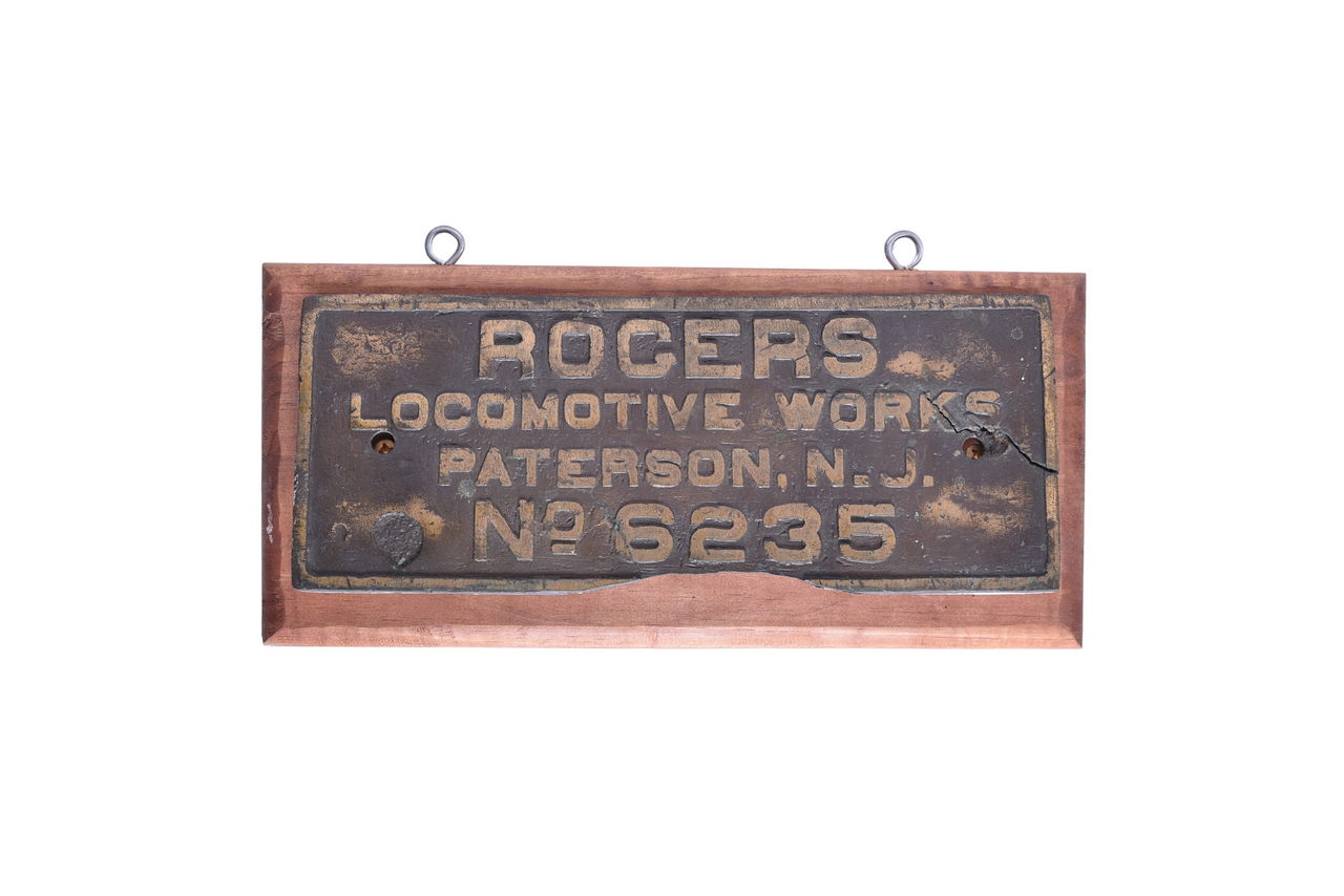 2639 - Rogers Locomotive Works Illinois Central 4-4-2 #1024 Builders Plate thumbnail