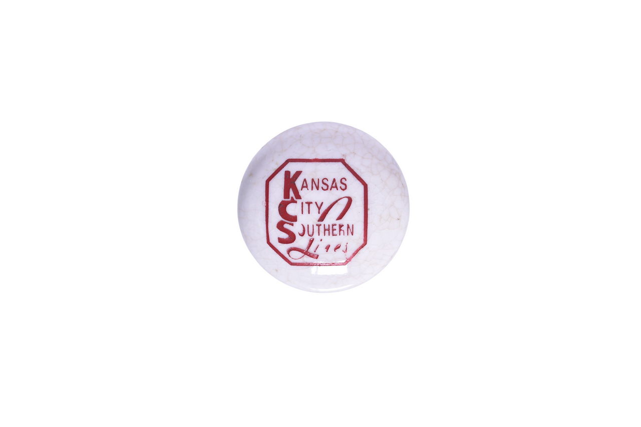 2640 - Kansas City Southern Railroad White Ceramic Door Knob thumbnail