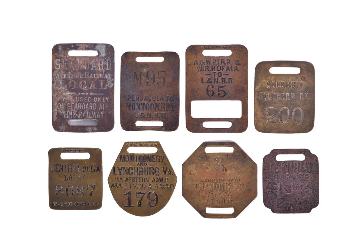 2654 - Eight Railroad Baggage Tags - Southern Railway, Seaboard Air Line, Central of Georgia, Etc. thumbnail