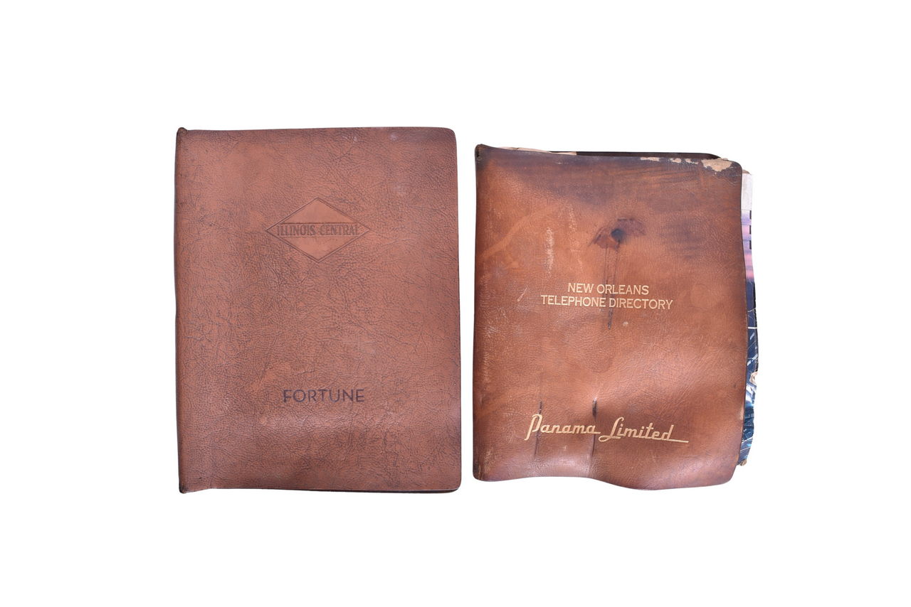 2662 - Illinois Central Railroad Leather Fortune Torsion Binder and New Orleans Telephone Directory thumbnail