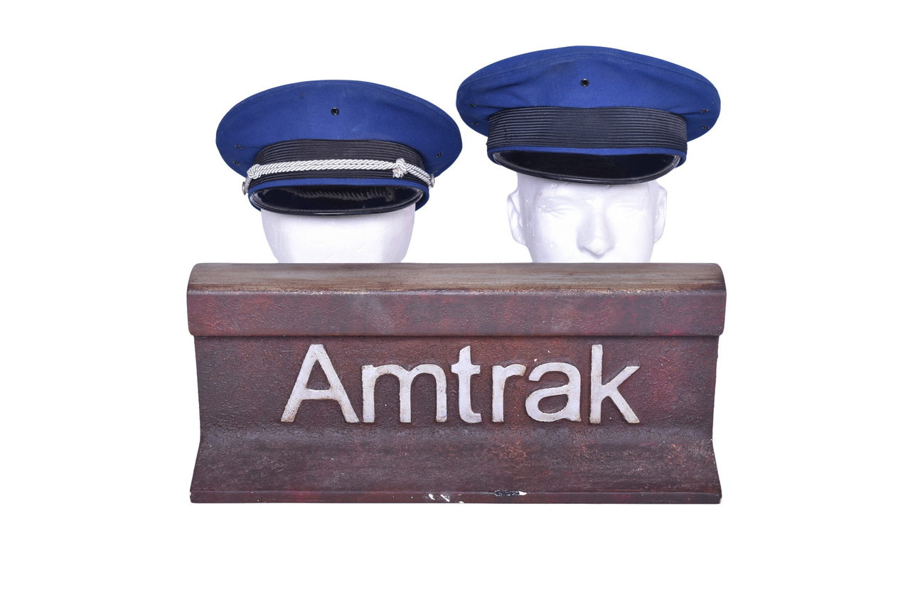 2740 - Pair of Amtrak Caps and Amtrak Decoration Rail thumbnail