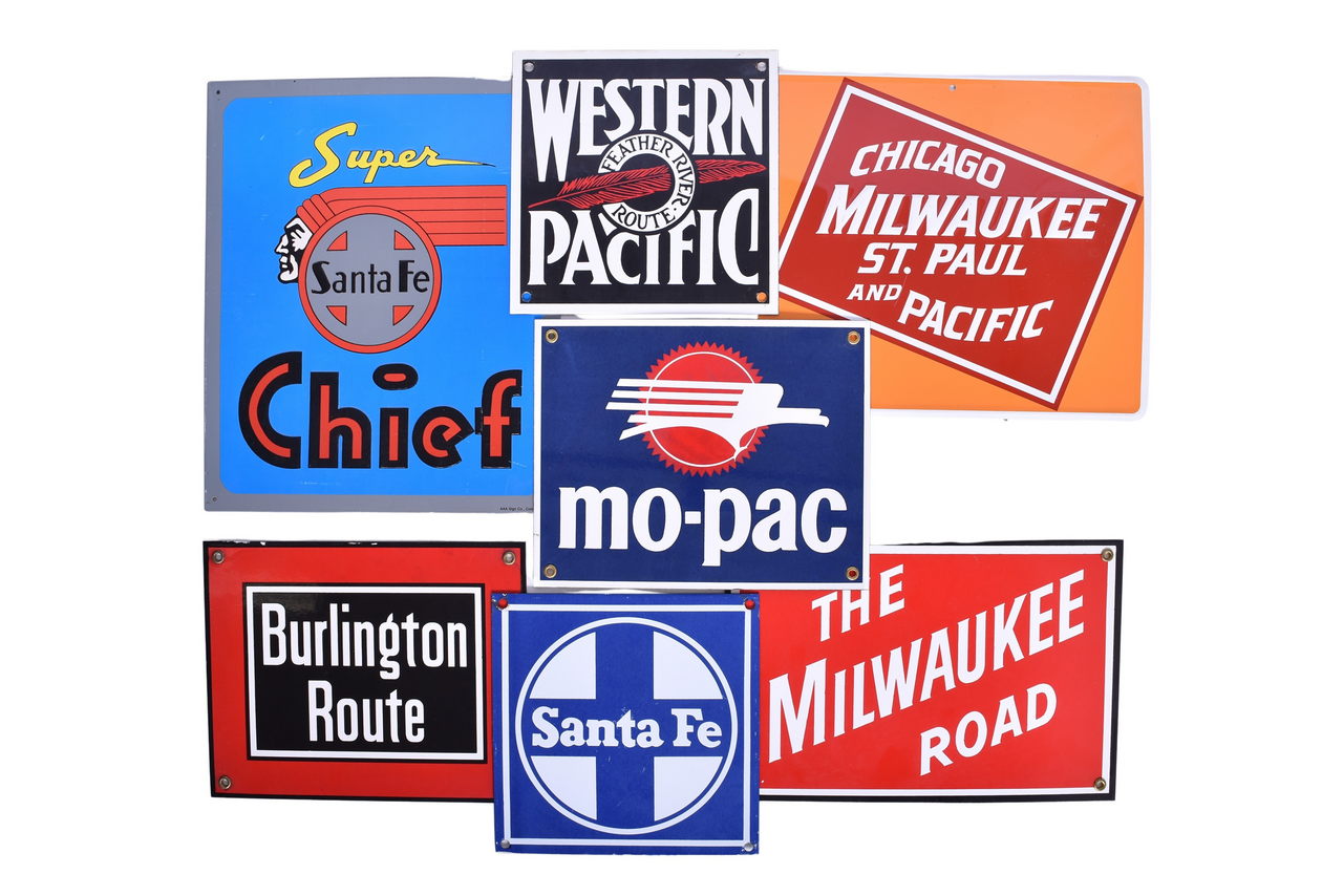 3018 - Seven Porcelain/Aluminum Western Railroad Signs thumbnail