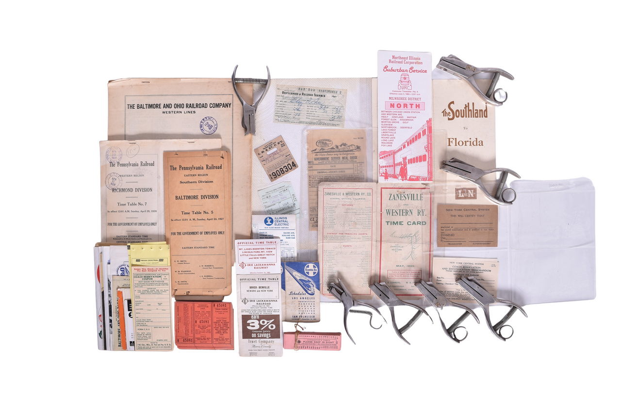 3020 - Railroad Ticket Punch and Timetable Group - Baltimore and Ohio No. 11 and 12, Pennsylvania No. 5 thumbnail