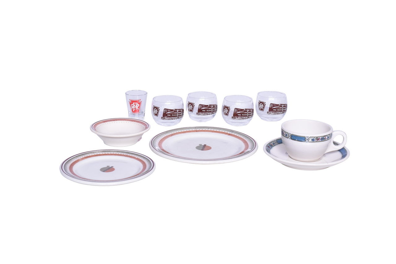 3021 - Ten Pieces of Pennsylvania Railroad China and Glassware - Broadway, Limited, and Roly Poly Glasses thumbnail