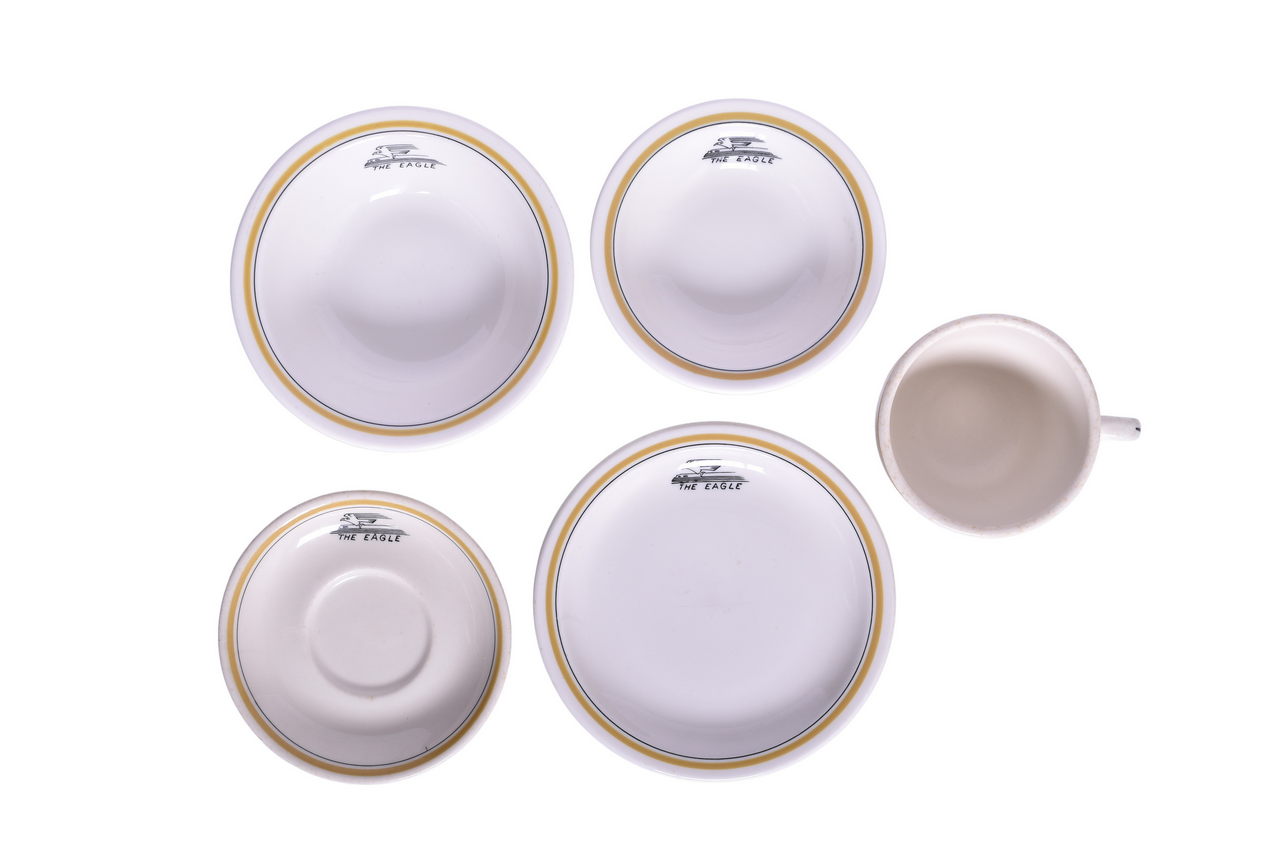 3023 - Five Pieces of Missouri Pacific Lines Railroad China The Eagle Cup, Saucer, Bowls, and Bread Plate thumbnail