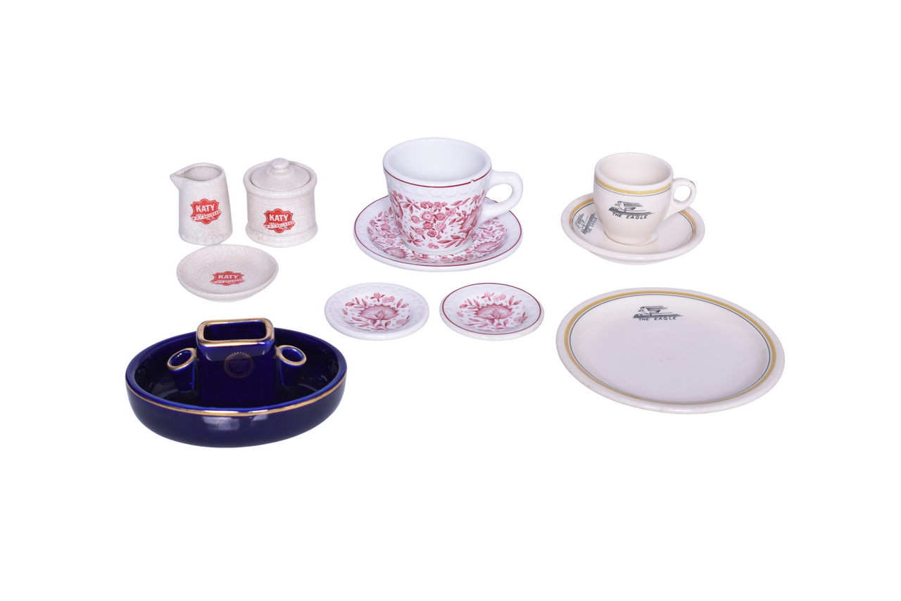 3041 - Mixed Group of Railroad China - Missouri Pacific, Texas & Pacific, Kansas City Southern, and Fantasy Katy Set thumbnail