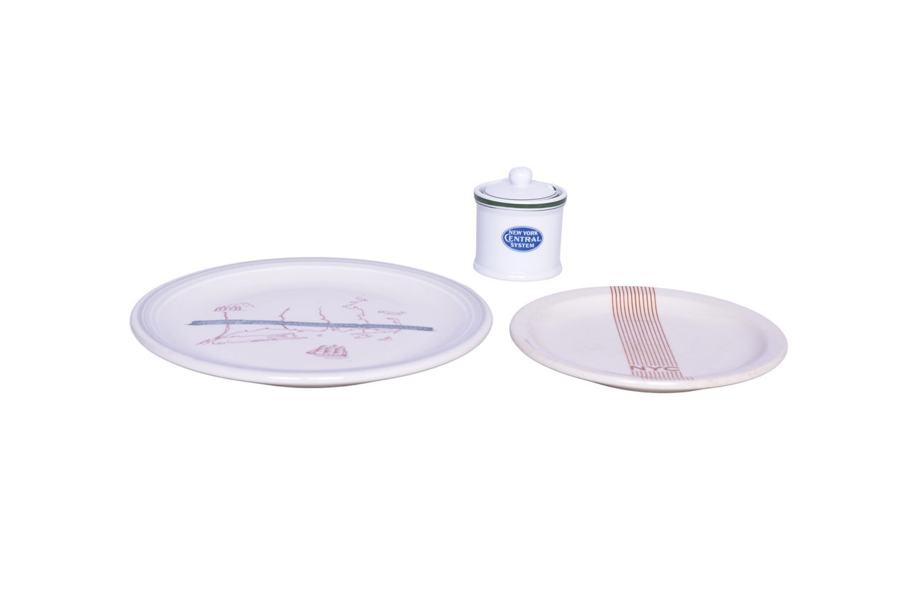 3063 - New York, New Haven, & Hartford China Merchant Plate, New York Central Railroad Mercury Plate, and Fantasy Sugar Bowl thumbnail