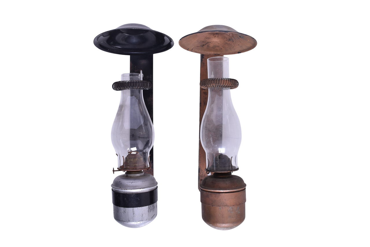 3064 - Pair of Railroad Caboose Wall Lamps - Handlan and Unmarked thumbnail