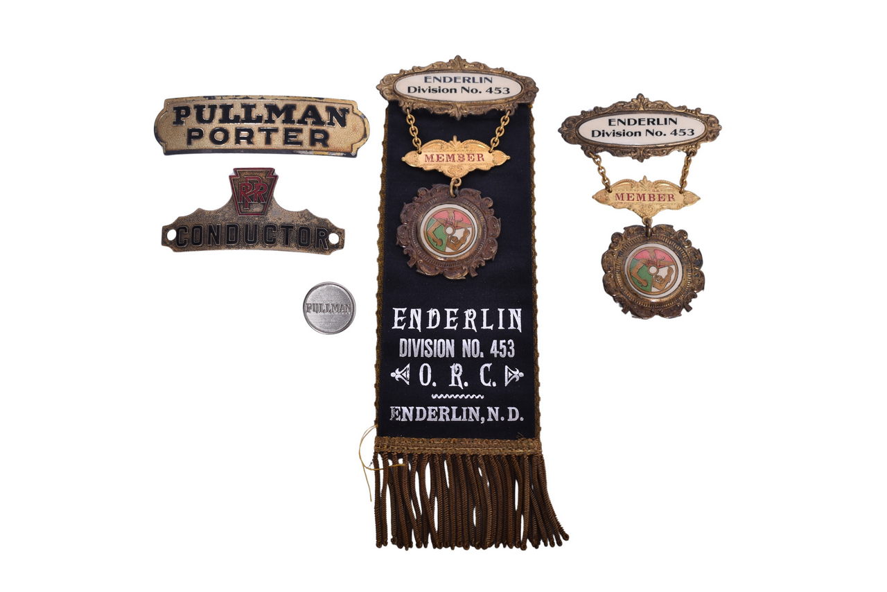 3084 - Pair of Member Pins From the Order of Railway Conductors, Pullman and Conductor Badges thumbnail