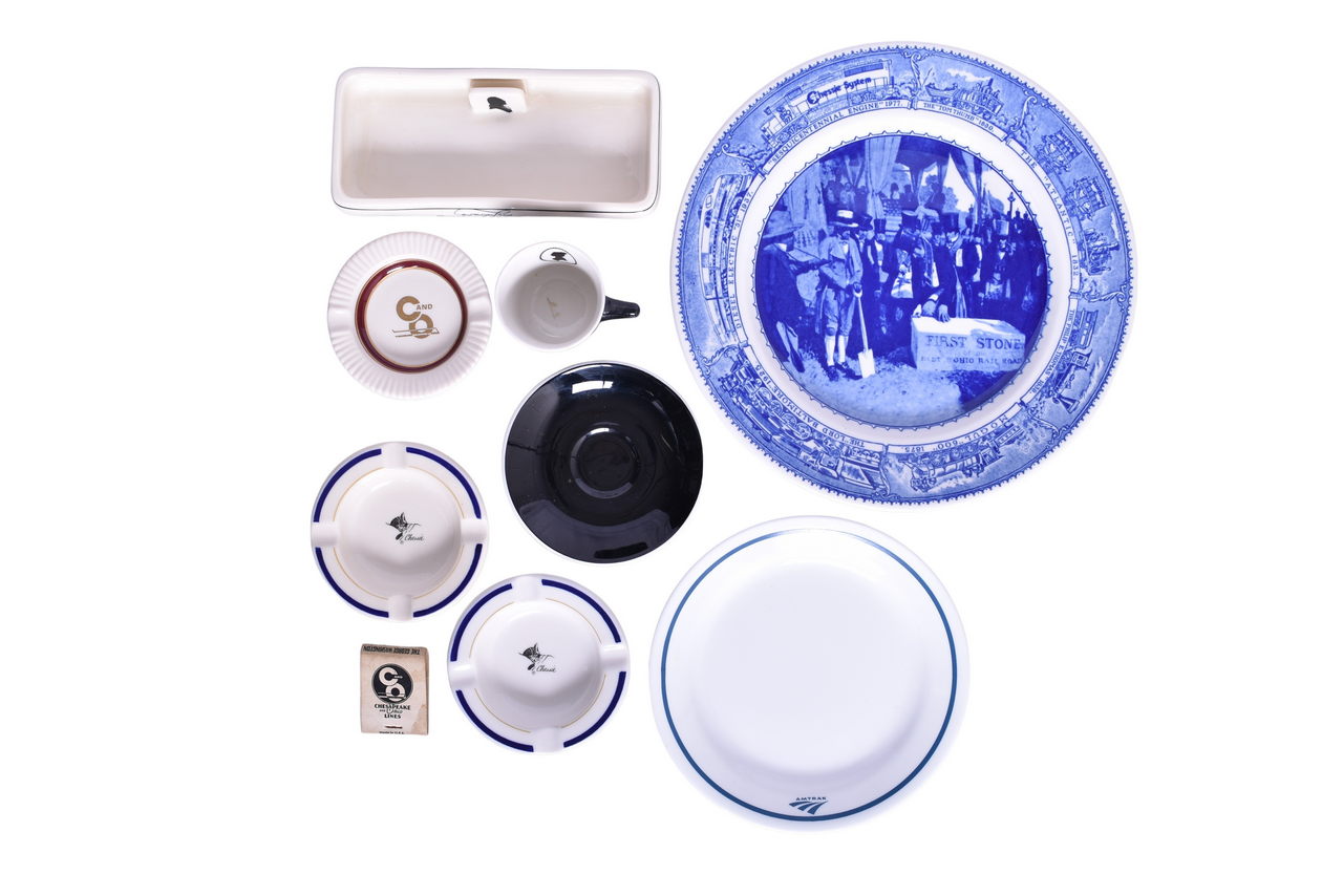 3095 - Group of Chesapeake and Ohio Railroad China - Chessie Ashtray, Parliament, George Washington, and More thumbnail