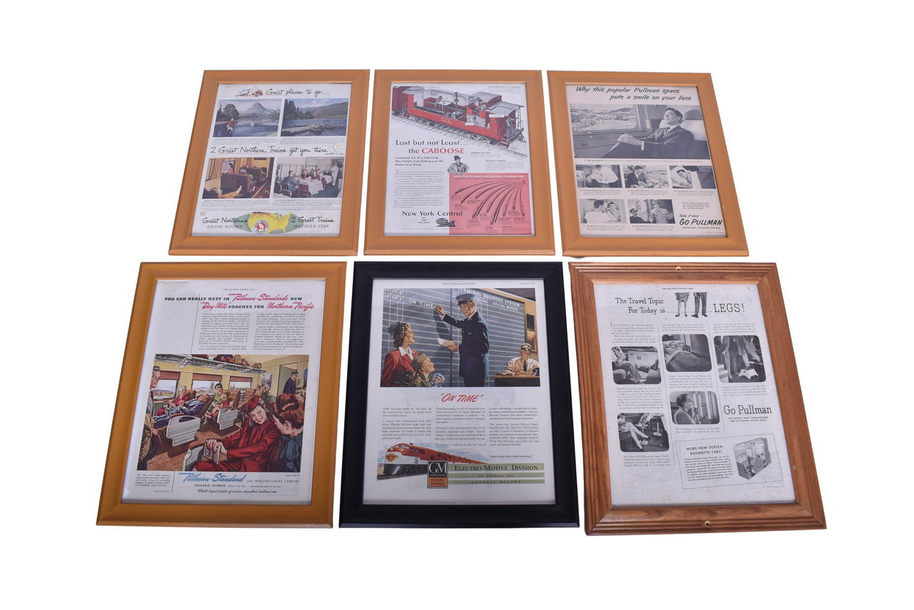 3098 - Six Framed Railroad Advertisements - Pullman, General Motors, Great Northern, New York thumbnail