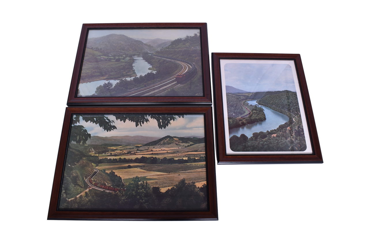 3104 - Trio of Large Framed Railroad Landscape Art thumbnail