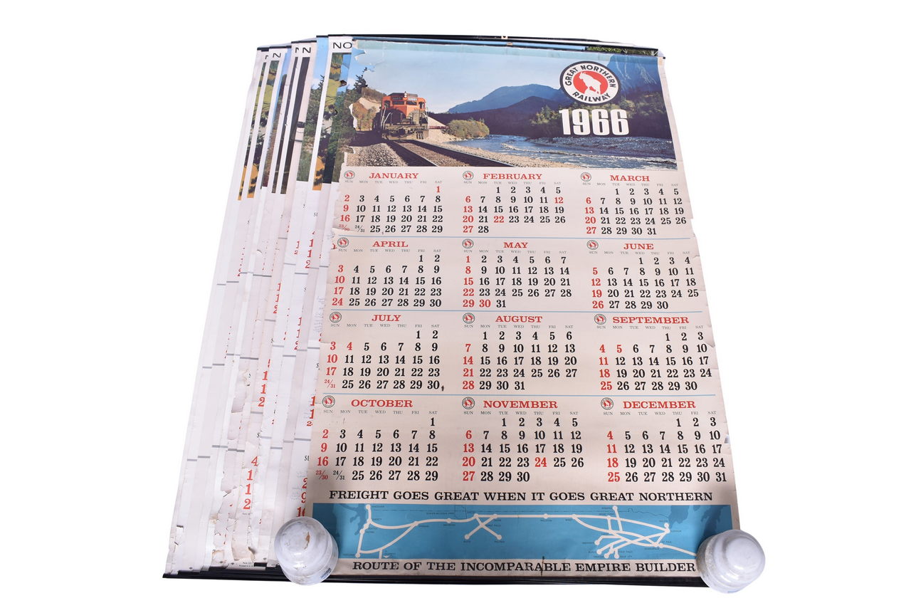 3124 - Thirteen Railroad Wall Calendars - Northern Pacific, Great Northern, Burlington Northern thumbnail