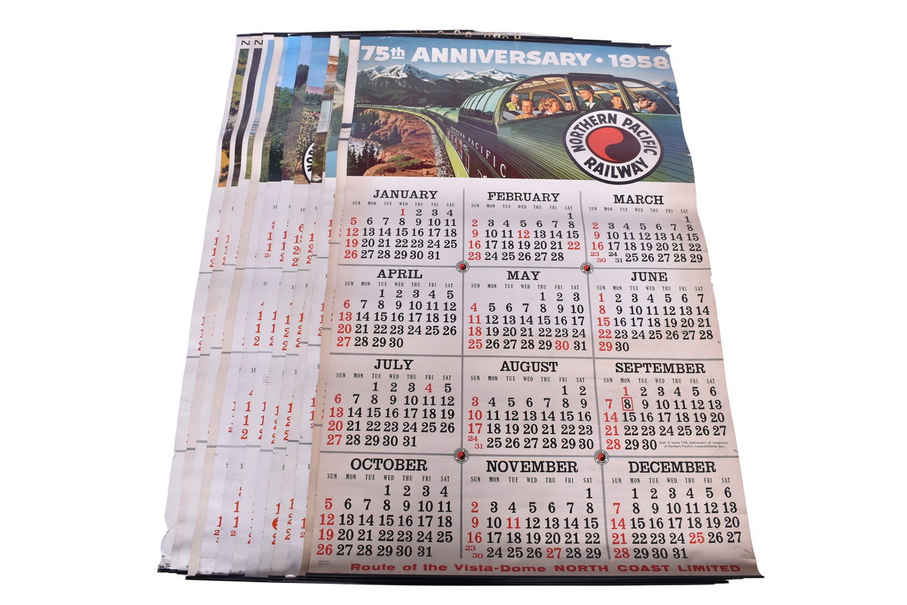 3128 - Twelve Northern Pacific Wall Calendars - 1958-1970 thumbnail