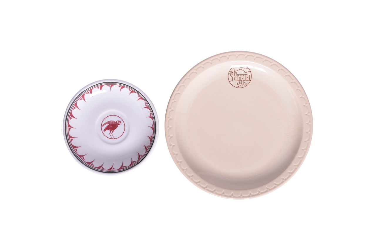 3129 - Atchison, Topeka and Santa Fe Railway China Ancient Mimbreno Saucer and Adobe Dinner Plate thumbnail