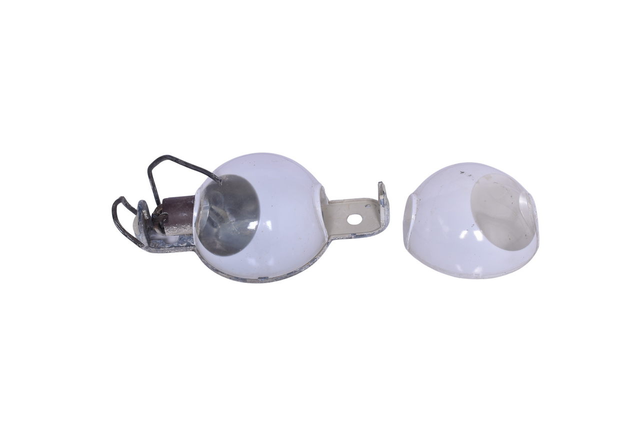 3154 - Pair of Pullman Passenger Car Reading Light Glass Shades and Metal Backing thumbnail