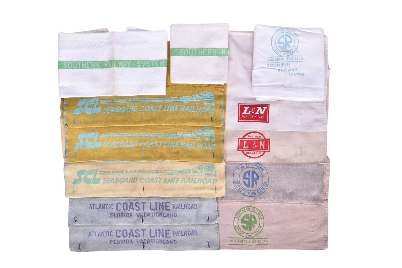 3155 - Twelve Southeaster Railroad Headrest Covers and Linens - Southern, Louisville & Nashville, Atlantic Coast Line, and Seaboard Coast Line thumbnail