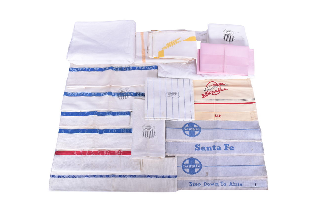 3163 - Twenty-Eight Western Railroad Dining & Sleeping Car Linens - Santa Fe, Union Pacific, and Frisco thumbnail