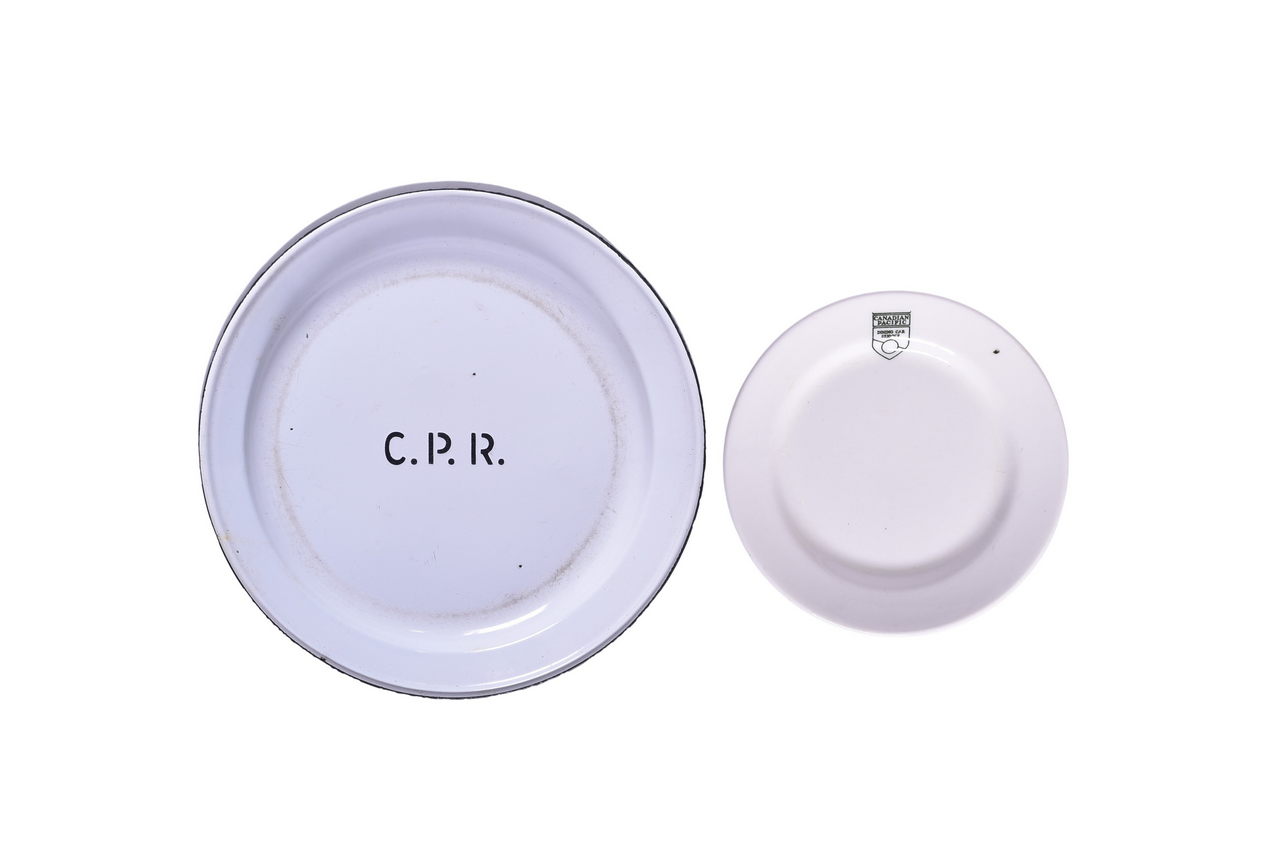 3191 - Canadian Pacific Railroad Enamelware Dinner Plate and Crest China Bread Plate thumbnail