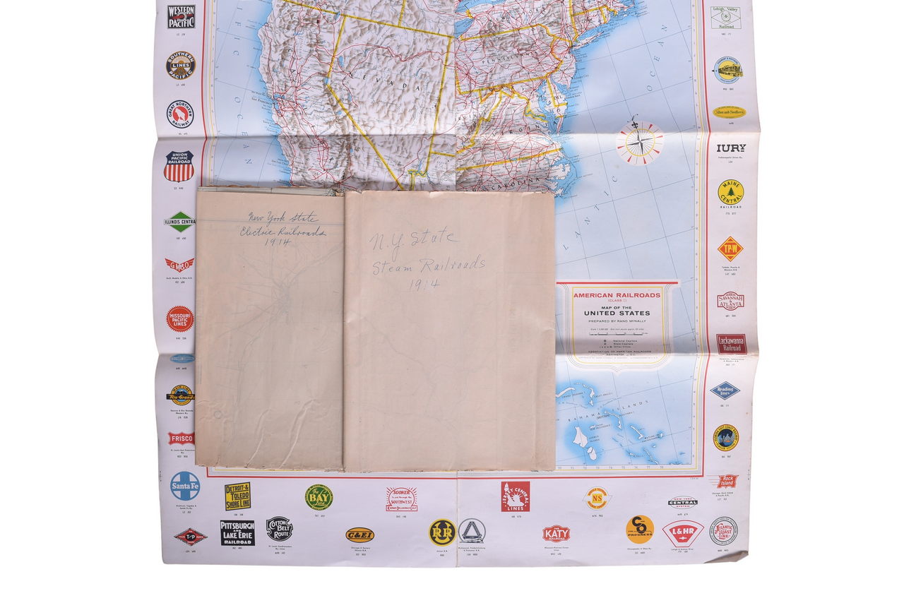 3210 - 1914 Maps of New York State Steam and Electric Railroads and US Railroad Map thumbnail