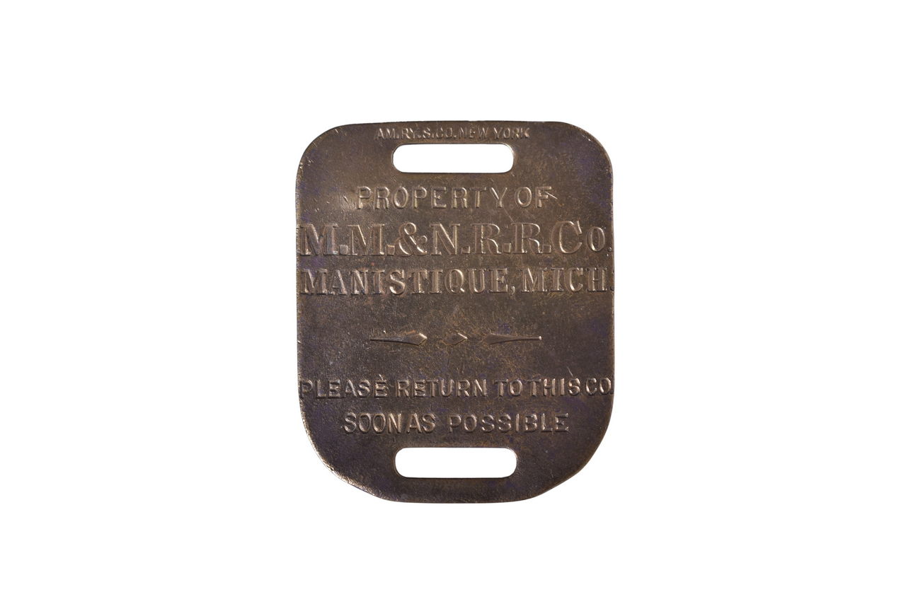3211 - Manistique, Marquette and Northern Railroad Company Brass Luggage Tag - American Railway Supply Co. thumbnail