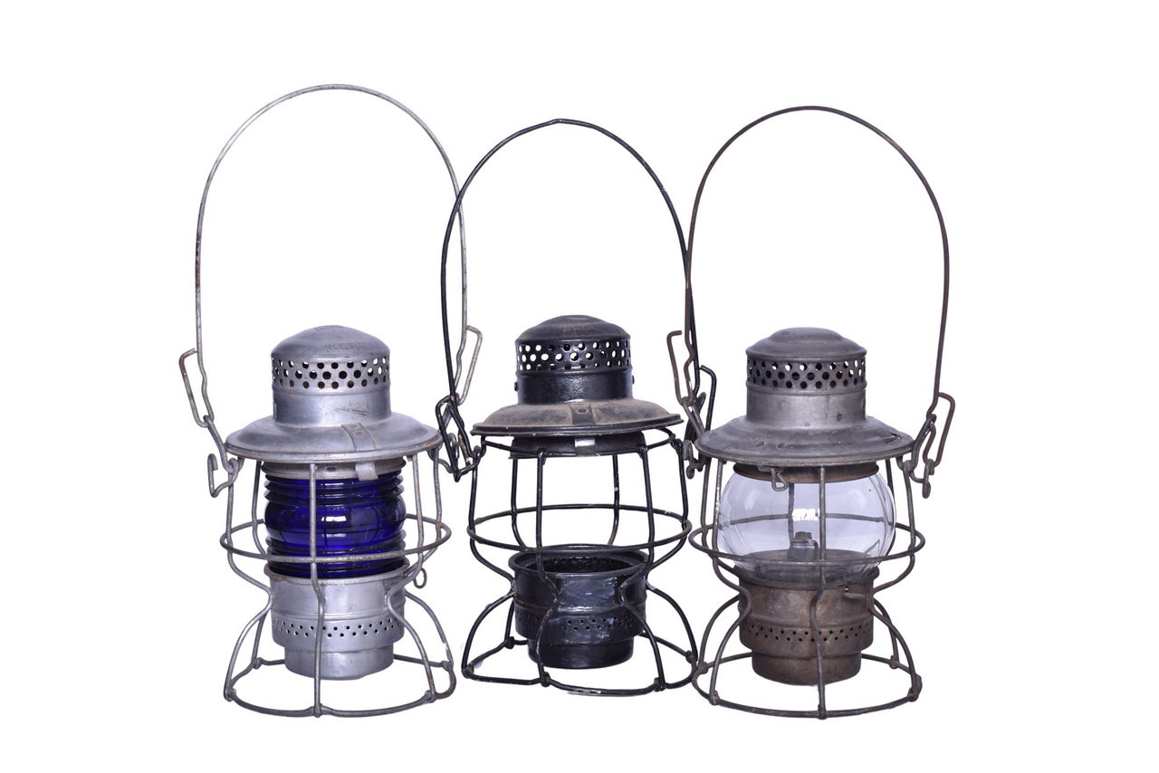3232 - Trio of Railroad Lanterns - Cincinnati New Orleans & Texas Pacific, Penn Central, and Norfolk thumbnail