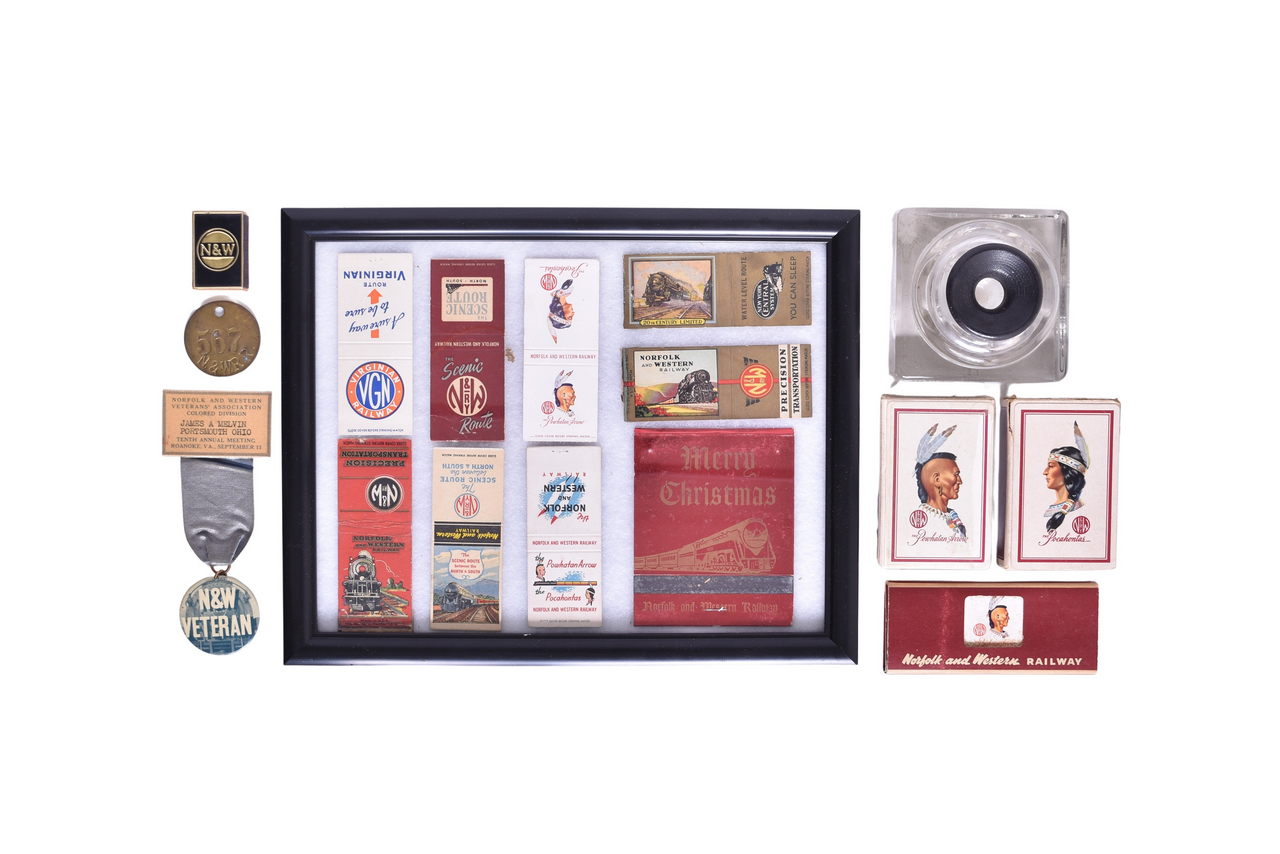 3236 - Norfolk and Western Railway Keepsake Collection - Veteran's Pin, Ink Well, Matchbooks thumbnail