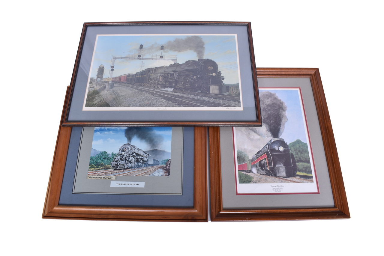 3246 - Trio of Framed Norfolk and Western Railway Locomotive Art Prints - #1218, #2200, and #611 thumbnail