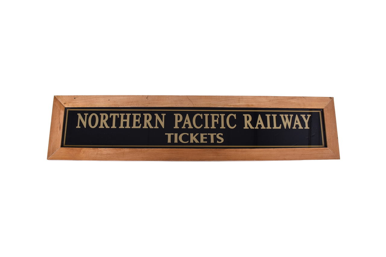 3408 - Framed Aluminum Northern Pacific Railway Ticket Sign thumbnail