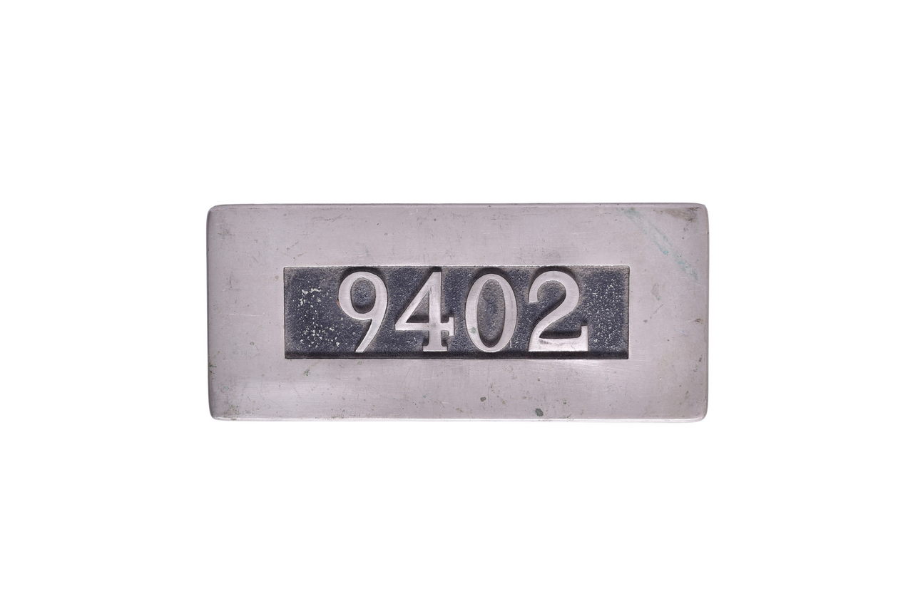 3417 - Southern Pacific Railroad #9402 Golden Orange Cast Steel Passenger Car Number Door Plate thumbnail