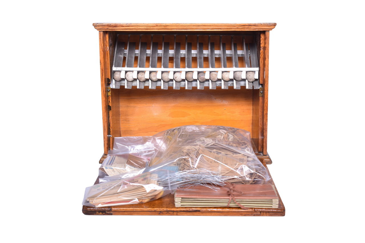 3420 - Northern Pacific Railway Wooden Railroad Ticket Case with Contents thumbnail