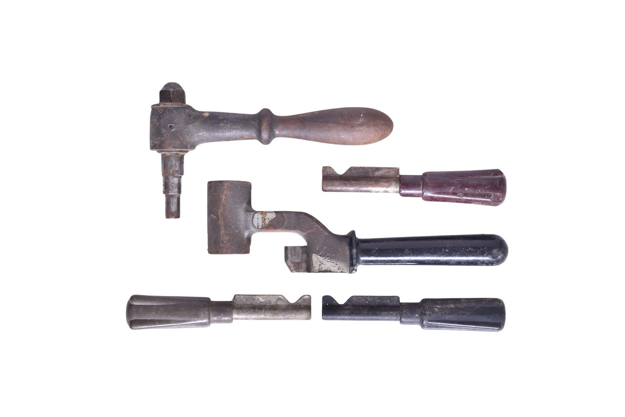 3440 - Three Locomotive Reverser Handles, Independent Brake Handle, and Throttle/Brake Handle thumbnail