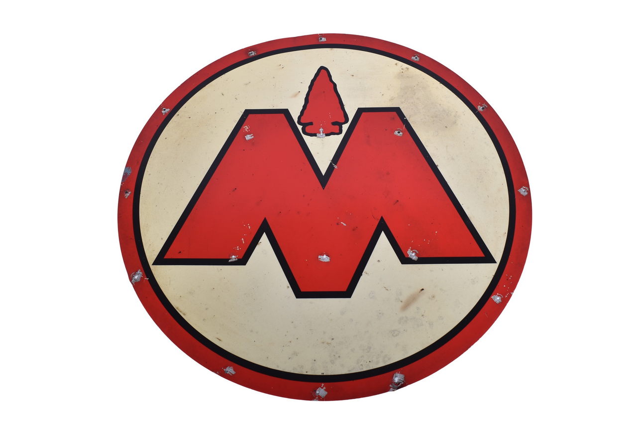 3448 - Round Aluminum Red and White Monon Sign thumbnail