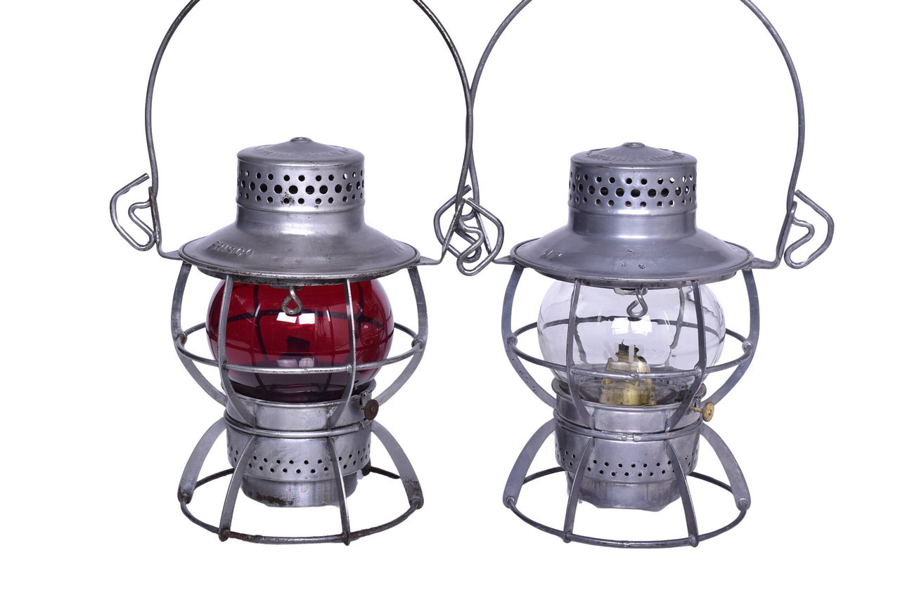 3495 - Pair of Dressel Lanterns - Frisco and Northern Pacific Railroad w/ Etched Clear Short Globe thumbnail