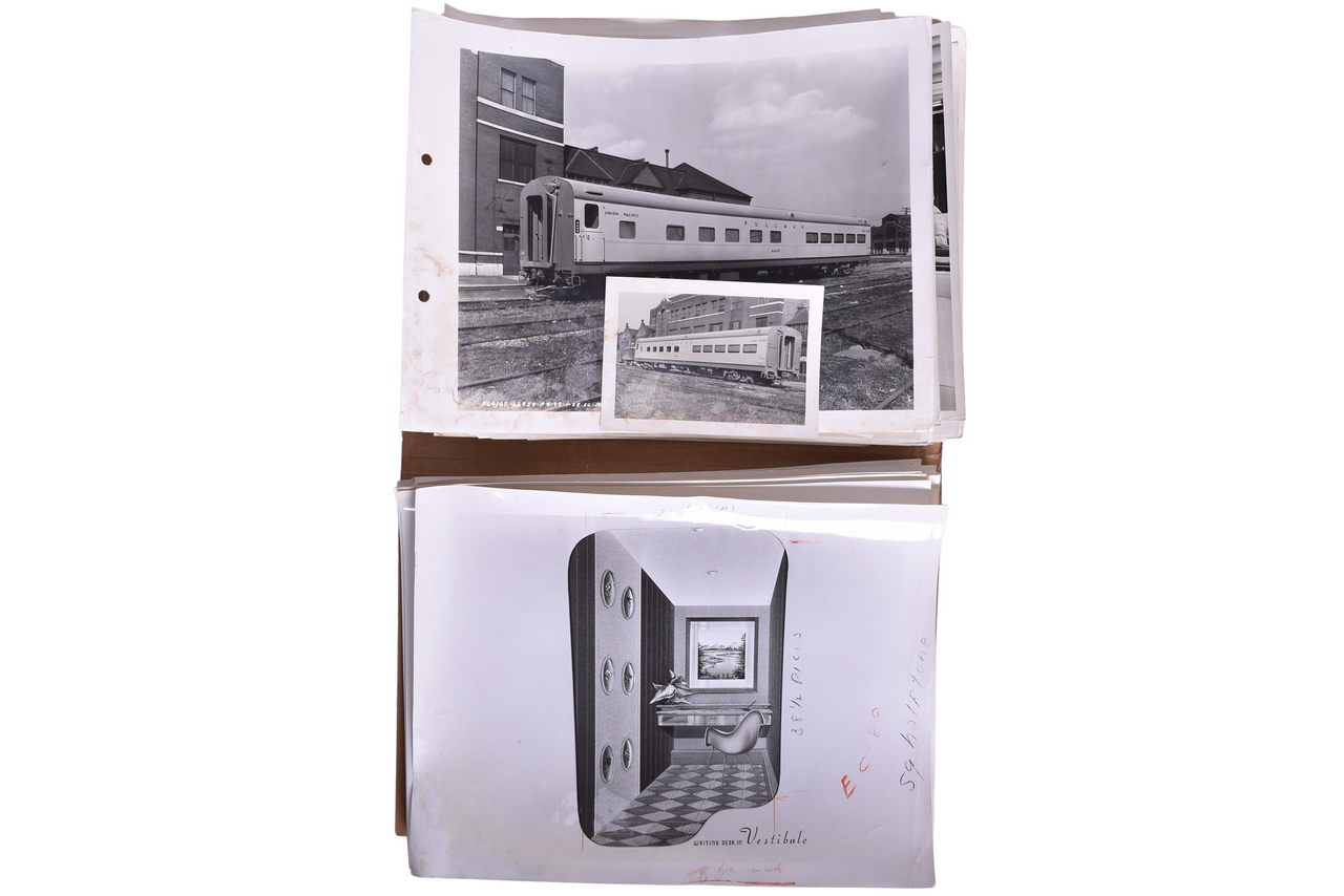 3514 - 71 Union Pacific Publicity Photos and Interior Design Sketches - Club Lounge and Sleepers thumbnail