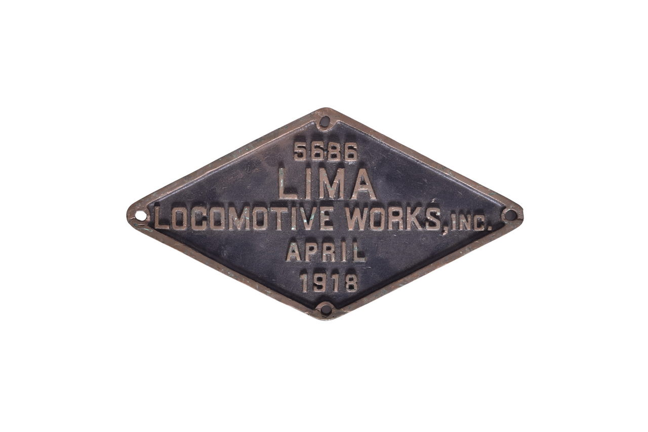 3519 - Nickel Plate 0-8-0 #200 Lima Locomotive Works Builders Plate thumbnail