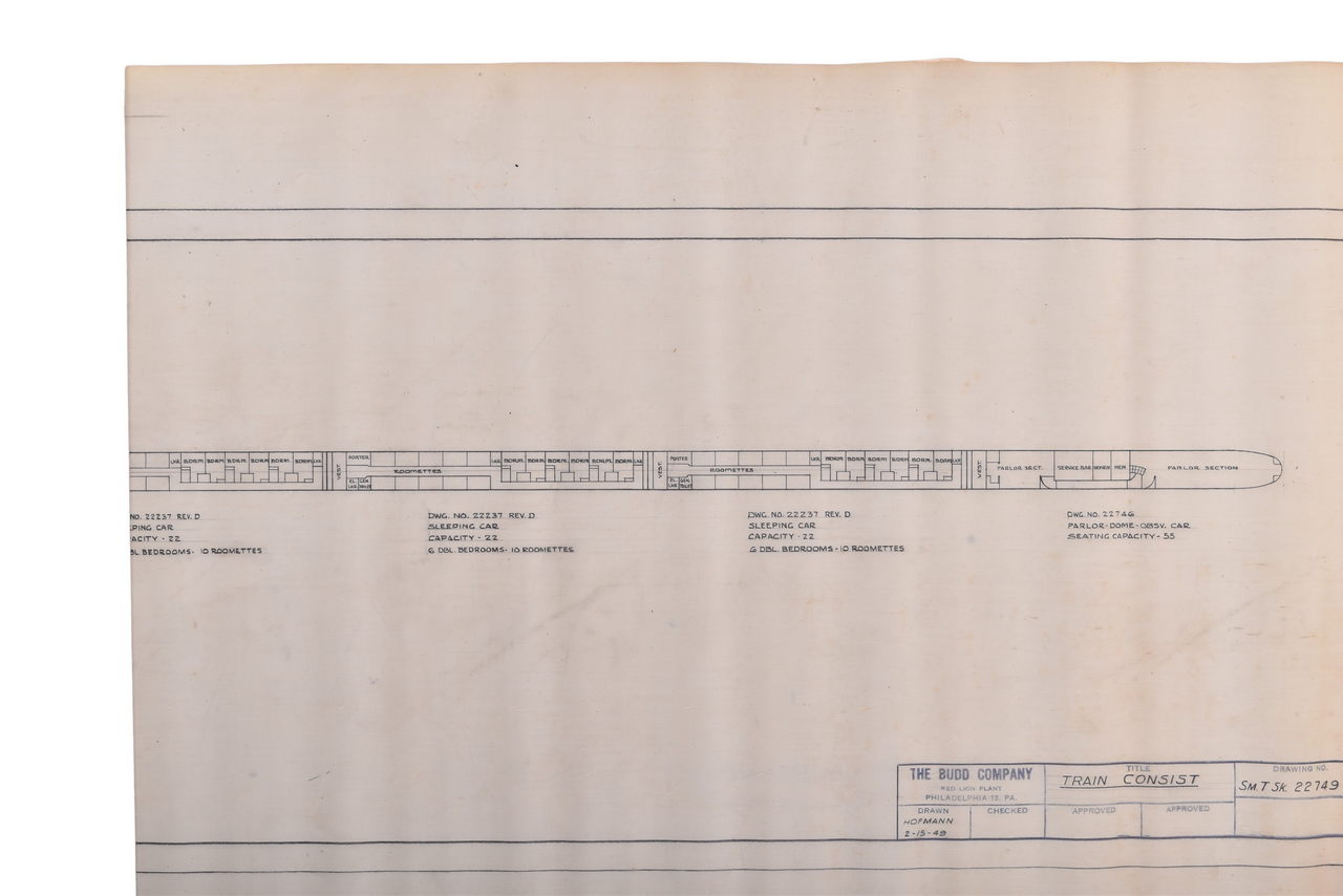 3528 - Original 1949 Budd Company Drawing for Proposed Great Northern 15 Car Train Set thumbnail