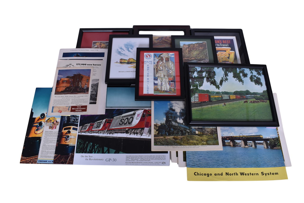 3555 - Twenty-Six Railroad Advertisement Magazine Ads, Poster Prints, and Photographs - Pennsylvania, Chicago & North Western, Union Pacific, and More thumbnail