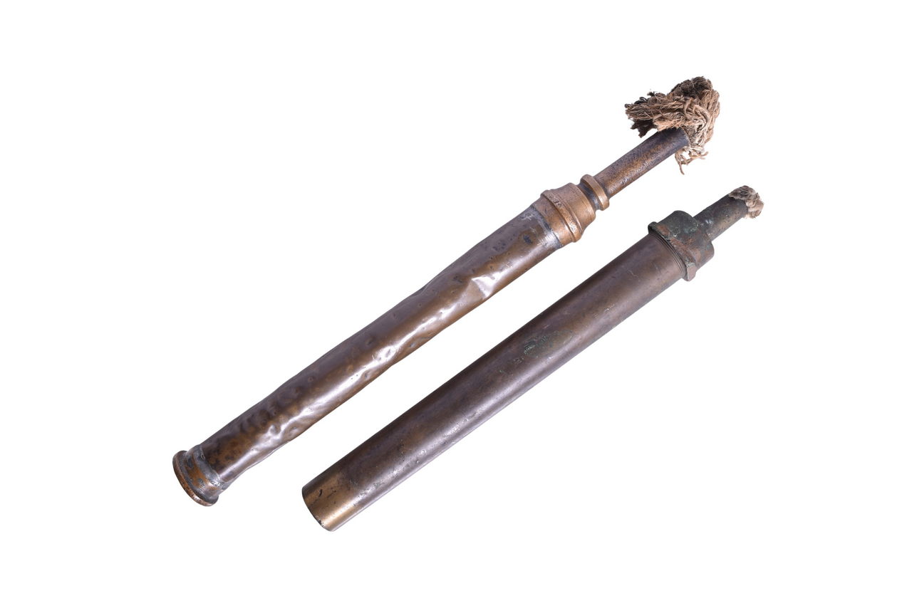 3575 - Pair of Long Brass Railroad Locomotive Hand Torch Flares thumbnail