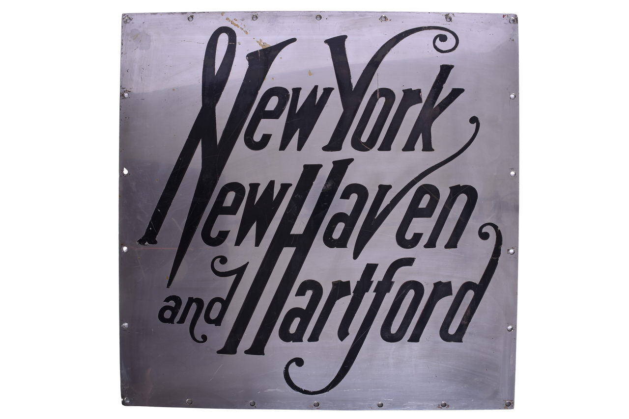 3624 - New Haven Railroad and Long Island Stainless Steel Passenger Car Sign Double Sided thumbnail