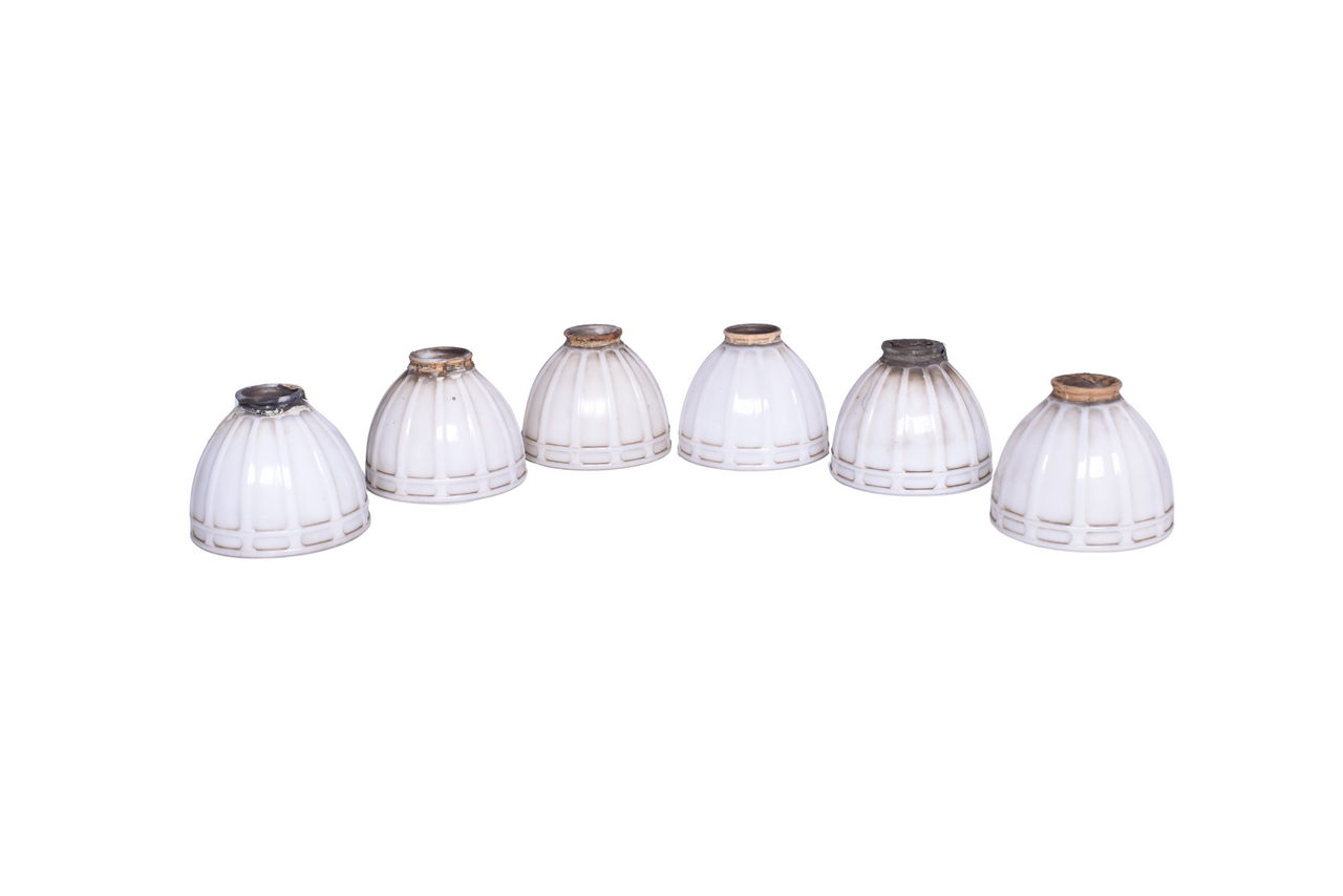 3638 - Six Pullman / Railroad Passenger Car Milk Glass Lamp Shades thumbnail