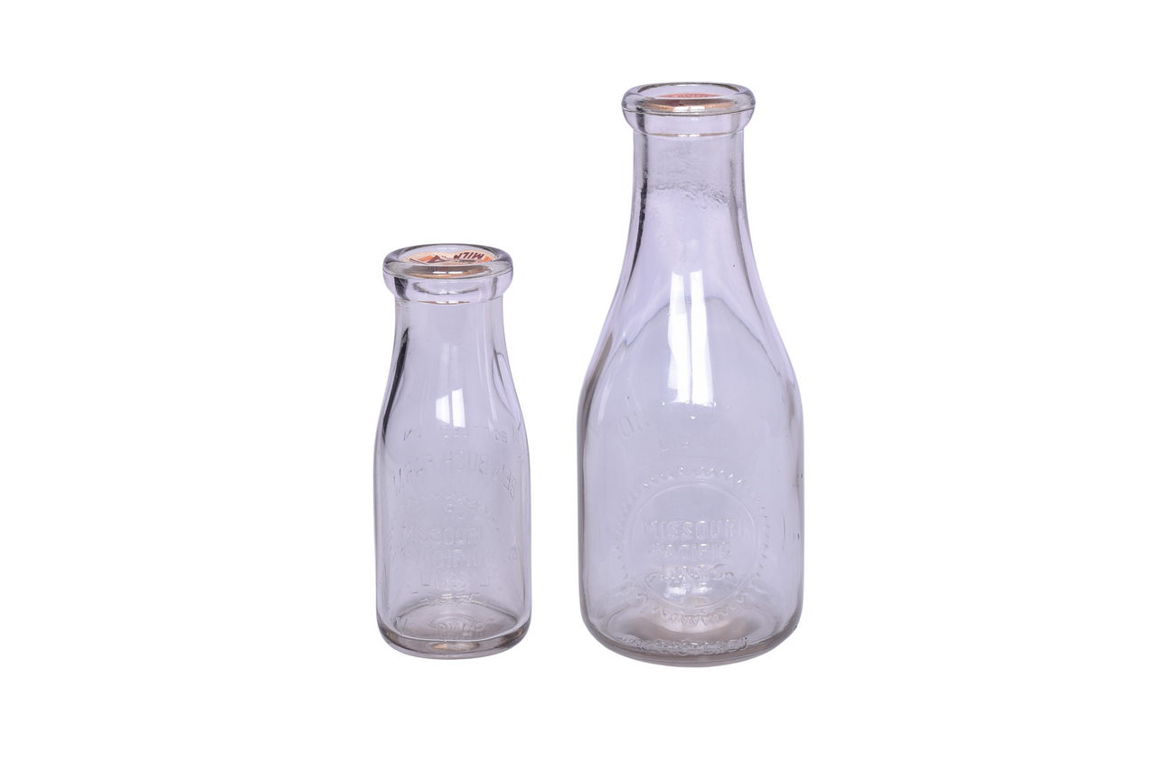 3645 - Missouri Pacific Lines Railroad Duraglass 1 Quart and 1/3 Quart Glass Milk Bottles thumbnail